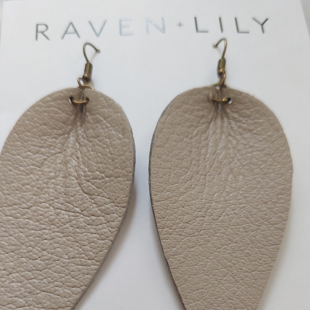 Raven + Lily Tan Leather Earrings
